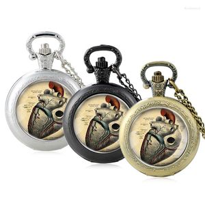 Карманные часы уникальные ретро -сердечные анатомии дизайн стеклянные cabochon Quartz Watch Vintage Men Women Women Pendate Collece Change Подарки
