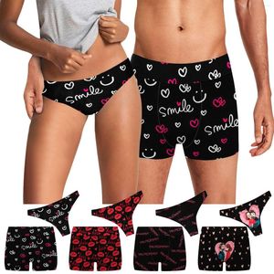 Külot 4pcs çift külot karikatür baskı iç çamaşırı erkek boksörler seksi underpant pamuklu erkek şort bayan