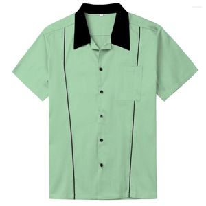 Мужские повседневные рубашки рокабилли мужская рубашка для боулинга винтаж с коротким рукава