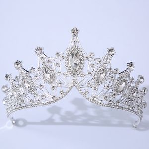 Düğün Taç Gelin Başlıkları Altın Gümüş Siyah Renk Rhinestone Kristalleri Diadem Kraliçe Kraliyet Prenses Tiaras Düğün Saç Takı