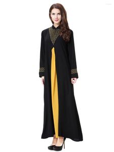 Etnik Giyim Müslüman Dikişli Bayanlar Çöp Nakış Uzun kollu kadın uzun etek elbisesi Arap Orta Doğu resmi