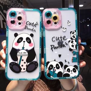 Симпатичная панда чехлы буквы животных с рисунком камера защитная телефона для iPhone 14 13 12 11 Pro Max XS XS 7 8 8 плюс SE 20 Очистить обратно