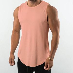 Erkek tank üstleri yaz est yakışıklı erkekler yelek egzersiz tişört t-shirt hızlı kuru spor katı gevşek tees fitness toptan