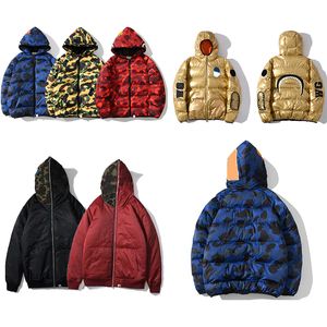 Köpekbalığı Bap Mens Kamuflaj Küfür Ceketleri Kadınlar Aşağı Kaplama Japonya Moda Moda Baskı Parkas Windbreaker Dış Giyim Klasik Sokak Stili