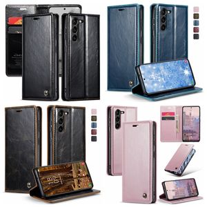 Кожаный чехол-кошелек с застежкой Caseme для Samsung S24 Ultra S23 Plus A14 5G A34 A54 A24 4G, деловой мужской роскошный модный держатель Crazy Horse, откидная крышка, чехол со слотом для удостоверения личности