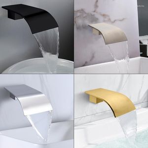 Bathroom Sink Faucets Waterfall Spout Shower Faucet Bathtub Replace Accessories Tub Basin Water Outlet Chrome Brushed