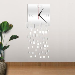 Relógios de parede 22x50cm relógio Home Quartz Reloj de Pared Horloge Acrílico Design espelhado 3D Sala de estar exclusiva