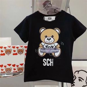 Дизайнерская футболка с коротким рукавом для мальчиков, верхняя одежда для малышей, детские роскошные футболки, модный топ с мультяшным принтом, 4 цвета, высокое качество