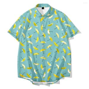 Erkekler Sıradan Gömlekler 2022 Erkekler Kısa Kollu Yaku Gömlek Büyük Boyut Şemsiye 3d Baskılı Üst Cep