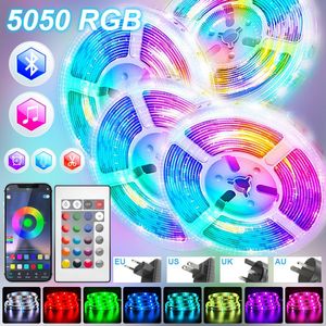 USB LED Strip Lights 5050 RGB LED Işık Esnek Şerit Bant Diyot Telefon Kontrolü Oda Dekorasyonu için DC Adaptörü