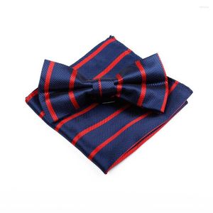 Bow Ties Klasik erkek çizgili yaka kravat bowtie hanky takım elbise bride damat sağgoncu kravat boyunbağı resmi gravata mendil hediyesi