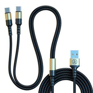 2 в 1 кабель зарядки с двойным типом C Зарядка только два в одном кабеле быстрого зарядного кабеля для телефонов 1,2 м.
