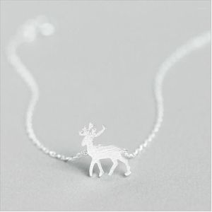 Cazibe bilezikleri zarif yaratıcı el yapımı 925 sterlli gümüş mücevher küçük sevimli geyik güzel kadın bs018