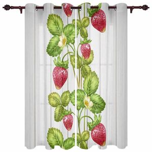 Perde bahar bitkisi meyve çilek ahşap tahıl pencere perdeleri oturma odası için mutfak valances moda yatak odası