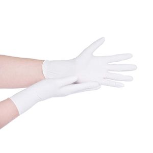 Toptan tek kullanımlık beyaz toz ücretsiz nitril eldivenler temizleme sınavı dokunmatik ekran tıbbi koruyucu eldiven