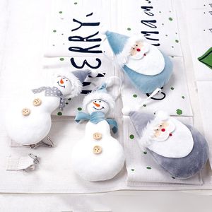 Décorations de Noël mignon arbre décoration pendentif gris bleu père Noël bonhomme de neige poupée jouet suspendus ornements de Noël pour la fête à la maison