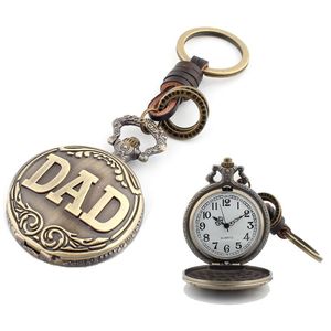 Папа карманные часы для кивей -мачбов винтажные кожаные подвесные кулонные кулон Quartz Watch Keyring Day's Day's Christmas Gift Rra407