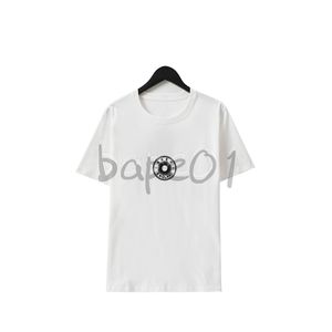 Moda tasarımcı erkek tişört polo gömlek lüks daire mektup baskı yuvarlak boyun kısa kollu tişört üst siyah beyaz asya boyutu S-2XL