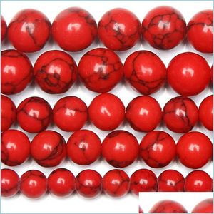 Turquoise 8Mm Natural Stone Chinese Red Turquoises E Round Loose Beads 15 Strand 4 6 8 10 12Mm Pick Size Drop Delivery 2022 Jewelry Dhyxt