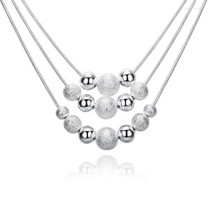 Чокер серебряный цвет три линии бусин -ожерелья модные ювелирные украшения для женщин высочайший качество низкой ценой N020