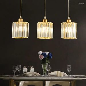 Kolye lambalar İskandinav tek kafa hafif oturma odası yemek yuvarlak kare ışıklar lüks kristal