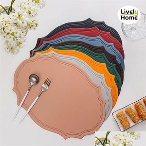 Mats Pads Mats Pads Leather Placemat Dining Table Mat Coaster Individual Tablecloth Dish Cup Plate Tableware Pad Modern Nordic Kit Dhjjp