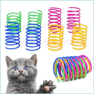 Brinquedos para gatos por atacado 4 pçs/pacote Brinquedos para gatos Primavera de plástico Brinquedo para gatos Brinquedo interativo Bola Suprimentos para animais de estimação Drop Delivery 2022 Home Garden Dhzq0