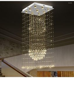 Avizeler modern k9 kristal avize kare toplar şekilli LED kolye lambaları aydınlatma lüks villa dubleks merdivenler ışık