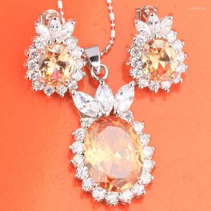 Collana Orecchini Set Time Gem-stone Gems Jewelry Blue Zircon Silver Plated Argent Orecchino Pendente S8392