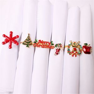 Şerit kar tanesi Noel peçete halkaları yemek masası ayarı Xmas Şükran Günü Tatil Partisi Partileri Mutfak Dekorasyon