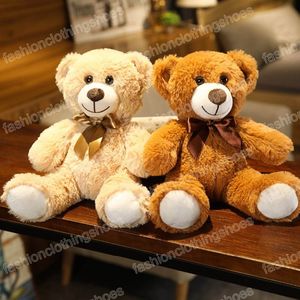 35cm sevimli renkli papyon ayı bebekleri peluş oyuncak sarılmak ayı bebek çocuklar doğum günü hediye yastığı oyuncak ayı ev oturma odası yatak odası