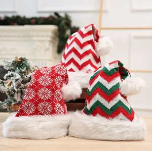 Toptan Örnek Noel Baba Şapkaları Noel Kafatası Kapakları Kalın İtme Striped Şapka Santa Cap