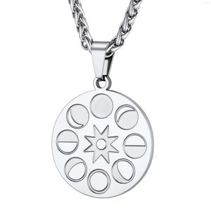 Подвесные ожерелья Chainspro Женские фазовые ожерелье по луне может выгравировать из нержавеющей стали/золота/черная подарочная коробка CP669