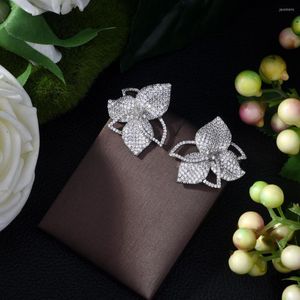 Серьги для стадаров Эксклюзивная мультицвета Lucky Flower Multycolor Cz Pave Women Accessories Brincos Para в роли Mulerese-440