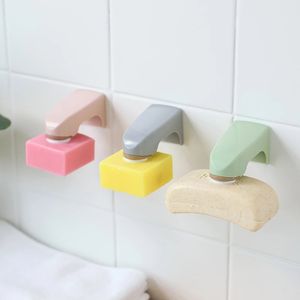 5 renk banyo aksesuarları duvara monte depolama rafı ahşap sabun bulaşık çıkartma sabun rafları manyetik sabunlar tutucular
