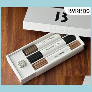 Благовония Byredo Trois Encens 60Pcs Set Ароматические палочки 20Pcs с 3Kinds Bibliotheque Burning Rose Tree House Длительный запах Solid Dhszb