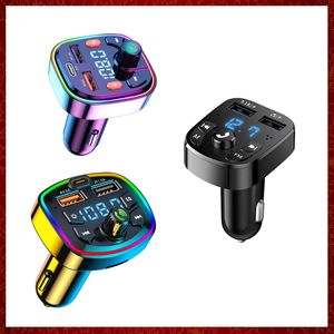 CC335 Digital Bluetooth 5.0 Car Charger FM Transmitter PD 20W Type-C Dual USB Charger with Colorful Ambient Light Cigarette lighter