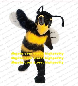 Uzun kürk siyah eşekli maskot kostüm arı bal arısı yaban arısı vessit yetişkin karikatür karakter selamlar misafirler çift fotoğraflar zz7753