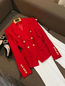 Женские куртки 2022 Красная двухбортная пиджак с длинными рукавами Осень весна Сексуальная вечерняя вечеринка Bodycon Оптовая женская одежда HL