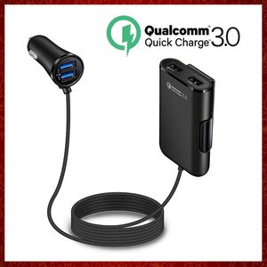 CC434 Quick Charge QC 3.0 Car Charger Front Back Seat Charging Car Cigarette Lighter Chargers Adapter with 4 USB Ports Vehicle Charger