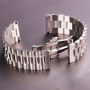 Saat Kordonları Paslanmaz Çelik Saat Kayışı Bilezik Kadın Erkek Gümüş Katı Metal Saat Kayışı 16mm 18mm 20mm 21mm 22mm Aksesuarları 221104