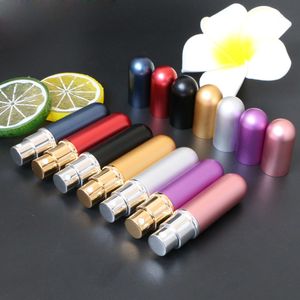 Mini 6ml Moda Anodize Alüminyum Parfüm Püskürtücü Şişe Atomizer Boş Cam Parfum Kılıfı Gezgin için 120pcs/Lot