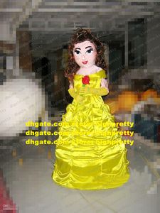 Yeni Sarı Güzellik Prenses Maskot Kostüm Maskotu Peri Apsara Infanta Sarı Uzun Güzel Elbise Yetişkin No.650 Ücretsiz Gemi