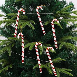 Noel dekorasyonları 6pcs şeker lolipop baston ev dekoru Noel baba baston çubuk festivali Noel ağacı asılı süslemeler