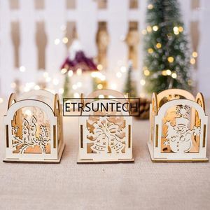 Mum Tutucular 100 PCS Ev Dekoru Noel Yaratıcı Hediyeler Dekorasyon Mini Ahşap Şamdan