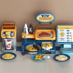 Cucine Gioca Cibo Bambini Pizza Shop Set Macchine per succhi di frutta Set di giocattoli giocattolo Fai finta di fare la spesa Registratore di cassa per bambini 221105