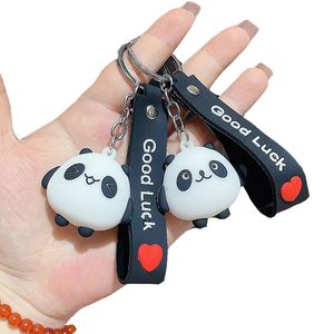 Karikatür panda anahtarlıkları yumuşak kauçuk bilek anahtarlık bebek kolye moda aksesuarları anahtar zincir anahtarlama