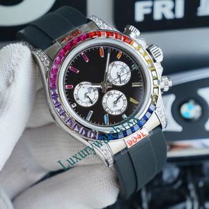 Mens Orologio için Tasarımcı Saati. Moissanite Watches Holwatch Business Rainbow Boyutu 41mm Kauçuk Paslanmaz Çelik Kayış Safir Cam Su geçirmez Watchmen