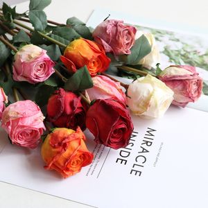 Домашние декоративные цветы сгоревшие края винтажная одиночная роза роза для свадебных отелей украшений