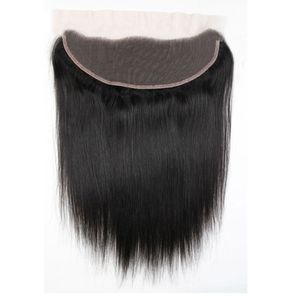 Brazilian Virgin Human Hair 13X4 Lace Frrontal Free Part Straight Peruvian Indian Natural Color 10-24inch Top Closures
